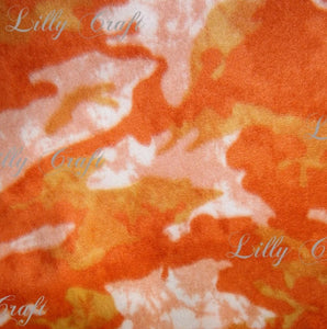 Lilly Craft Grey Orange Camouflage FLEECE Fabric 100% Polyester - Sold By The Yard - 58" / 60"