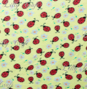 Lilly Craft Lady Bugs on Light Yellow Fleece Anti-Pill Fabric 58-60" Wide and Sold by the Yard