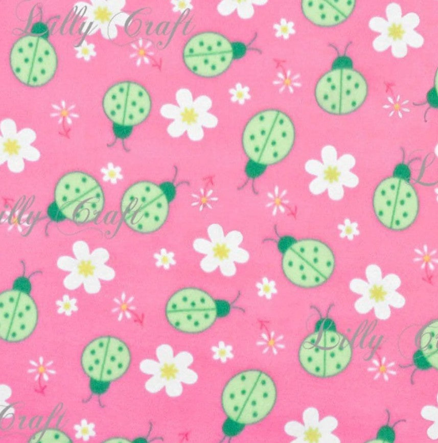 Lilly Craft Lady Bugs on Pink Print Fleece Anti-Pill FABRIC 58-60