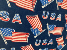 Lilly Craft Patriotic Flags and USA on Navy Fleece Fabric is 58"/60" wide and Sold by the Yard