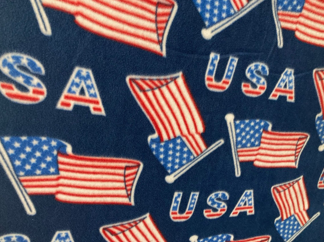 Lilly Craft Patriotic Flags and USA on Navy Fleece Fabric is 58