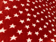 Lilly Craft Patriotic White Stars on Red Fleece Fabric 58” / 60” Wide and Sold by the Yard