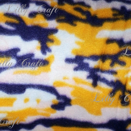 Lilly Craft Purple Yellow Camouflage FLEECE Fabric is 58/60