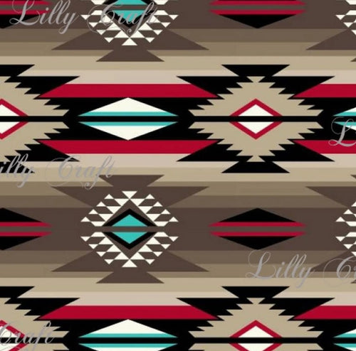 Lilly Craft Raindance Taupe Tribal Print Fleece Anti-Pill FABRIC 58-60