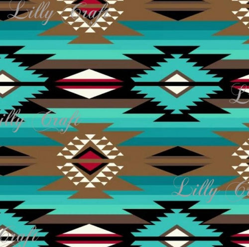 Lilly Craft Raindance Teal Tribal Print Fleece Anti-Pill FABRIC 58-60
