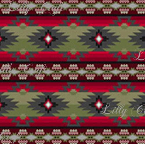 Lilly Craft Sun Valley Olive Tribal Print Fleece Anti-Pill FABRIC 58-60