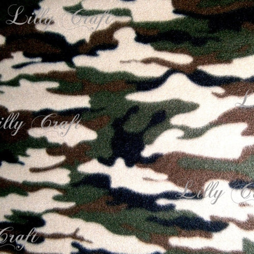 Lilly Craft Traditional Camouflage FLEECE Fabric 100% Polyester - Sold By The Yard - 58