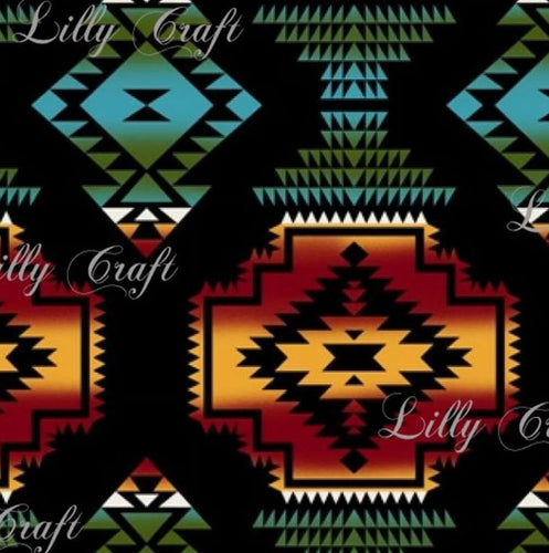 Lilly Craft Windrunner Black Tribal Print Fleece Anti-Pill FABRIC 58-60