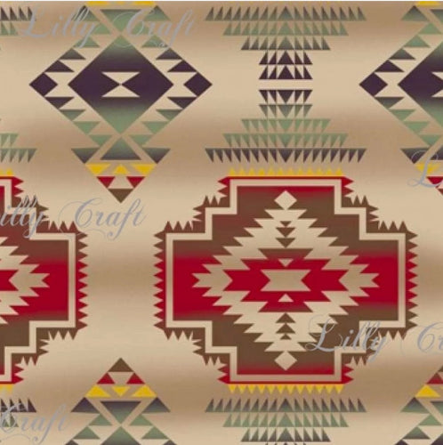 Lilly Craft Windrunner Tan Tribal Print Fleece Anti-Pill FABRIC 58-60