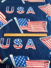 Lilly Craft Patriotic Flags and USA on Navy Fleece Fabric is 58"/60" wide and Sold by the Yard