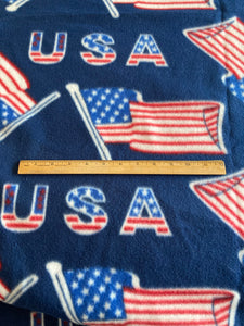 Lilly Craft Patriotic Flags and USA on Navy Fleece Fabric is 58"/60" wide and Sold by the Yard
