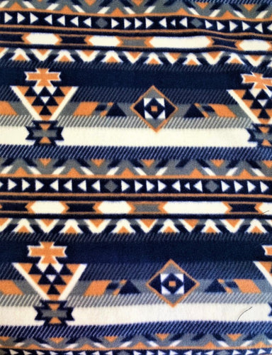 Lilly Craft Southwest Aztec Navy Tribal Print Fleece Fabric 58-60