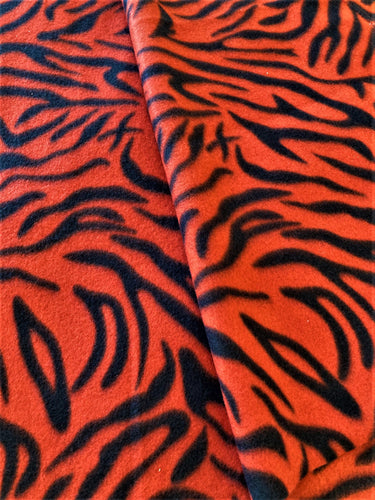 Lilly Craft Animal Zebra Print Black and Rust Fleece Fabric 58-60