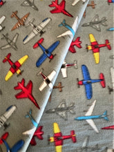 Lilly Craft Airplanes on Gray Print Fleece Fabric 58-60" Wide and Sold by the Yard