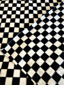 Lilly Craft Black and White Checkered Fleece Fabric 58-60" Wide Sold by the Yard
