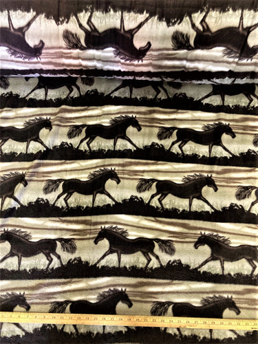 Lillycraft Wild Horses Running Print Fleece Fabric 58-60