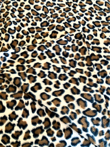 Lilly Craft Brown Leopard Fleece Print Fabric is 58-60