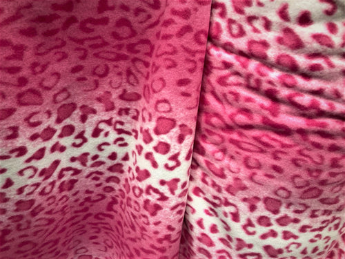 Lillycraft Pink Leopard Print Fleece Fabric is 58/60 Wide and Sold by the Yard