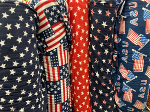 Lilly Craft Patriotic Multi-Color Stars on Navy Fleece Fabric Is 58” / 60” Wide and Sold by the Yard