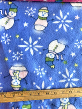 Lilly Craft Snowman on Blue Fleece Print Fabric 58"/60" Wide and Sold by the Yard