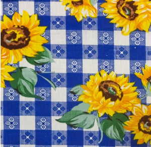 Sunflowers Checkered Poly Cotton, 58"/60" Inches Wide – Sold By The Yard